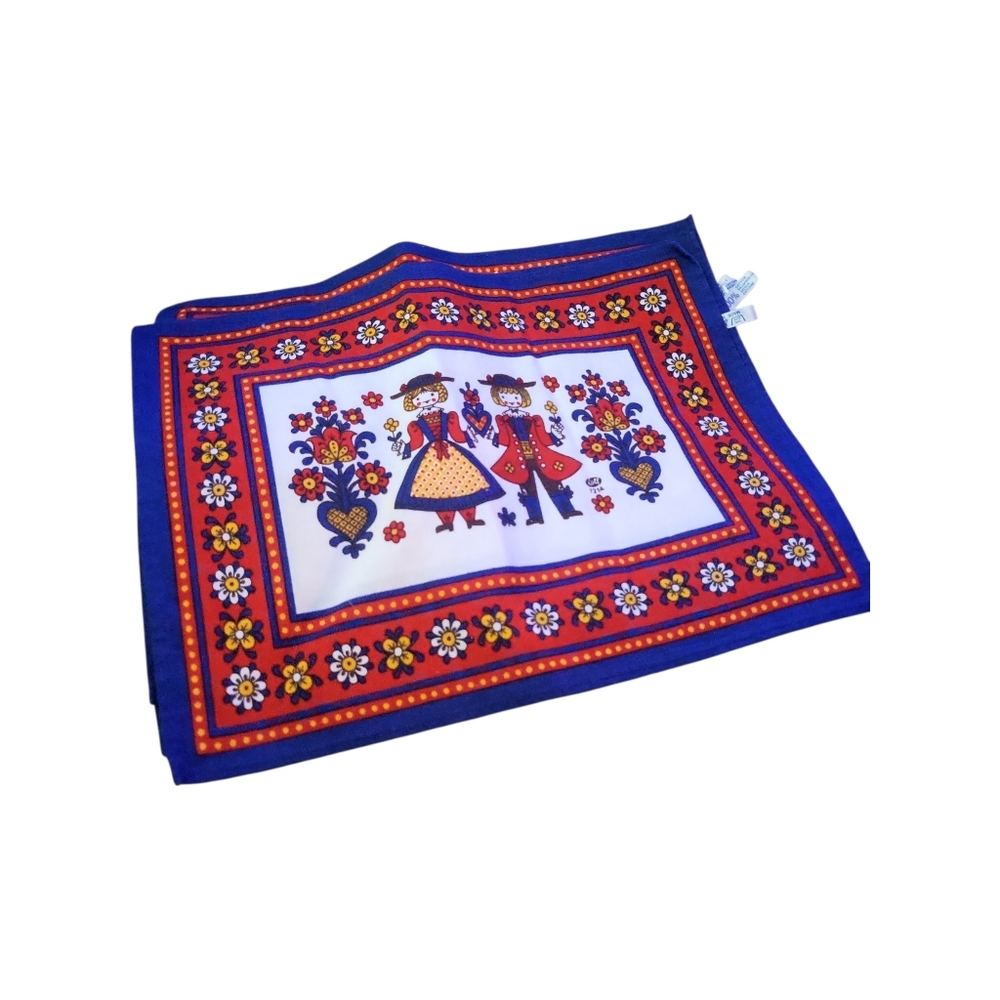 Vintage Scandinavian Austria Folk Art Rectangle Cotton Placemats ~ Set Of 4